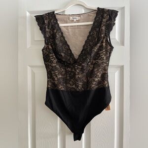 Papermoon Black Lace V-Neck Bodysuit